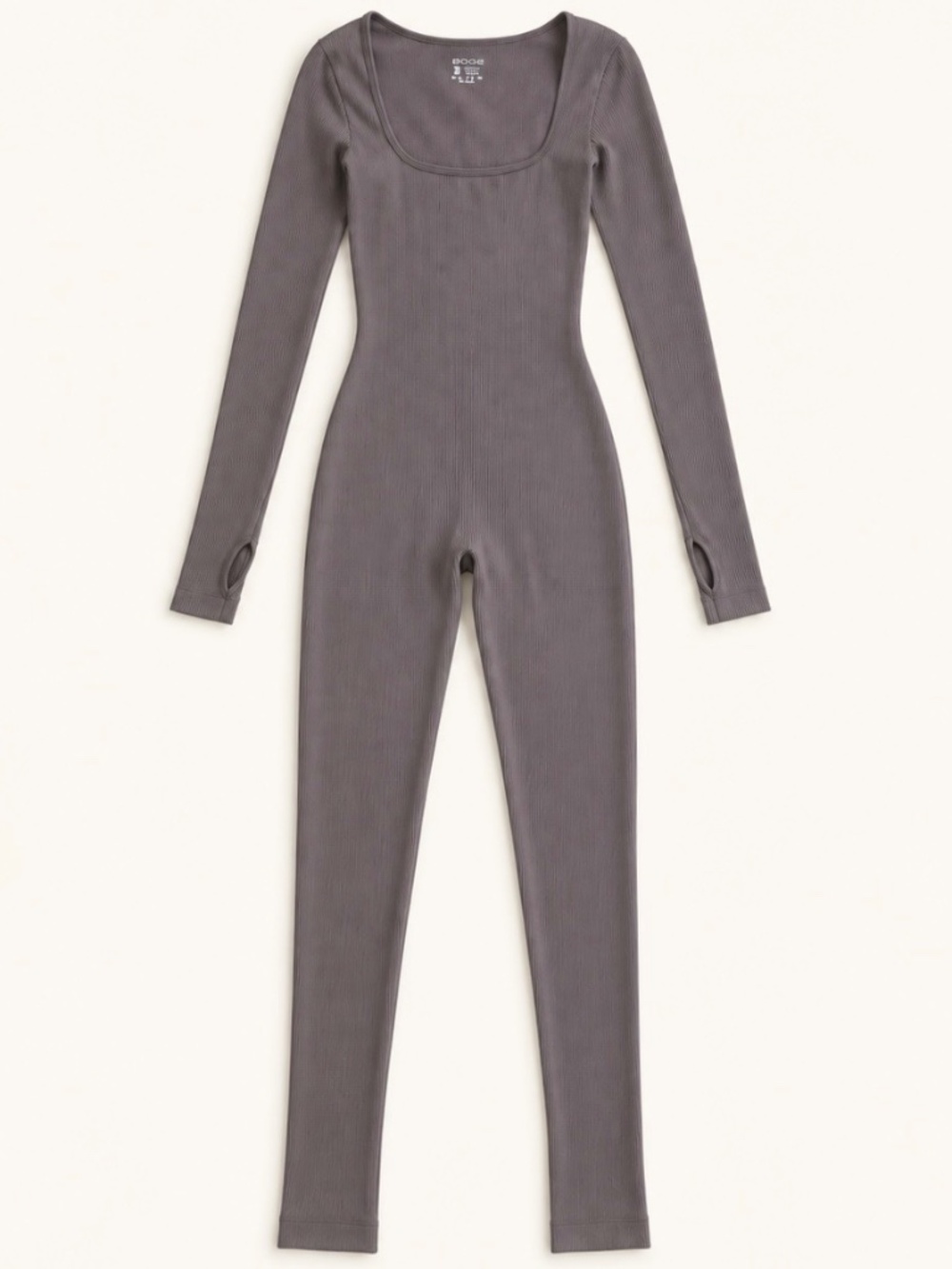 GOQQ Ribbed Long Sleeve Jumpsuit Gray Size S
